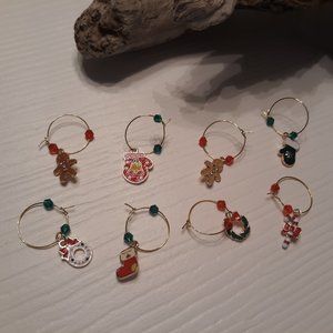 Wine Glass Holiday Crystal Charms with Swarovski Crystals